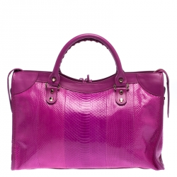 Balenciaga Magenta Python SH City Bag
