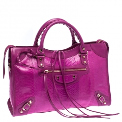 Balenciaga Magenta Python SH City Bag