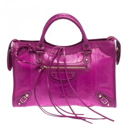Balenciaga Magenta Python SH City Bag