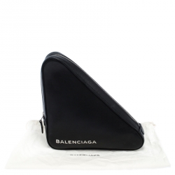 Balenciaga Black Leather Printed Triangle Pouch