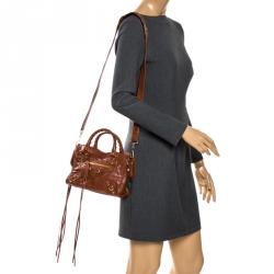 Pre Owned Balenciaga Rouille Rust Leather GH Hardware Mini City Bag 