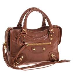 Pre Owned Balenciaga Rouille Rust Leather GH Hardware Mini City Bag 