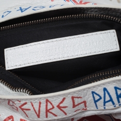 Pre Owned Balenciaga White Graffiti Leather Small City Tote 
