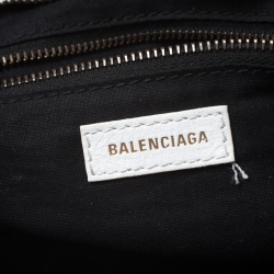 Pre Owned Balenciaga White Graffiti Leather Small City Tote 