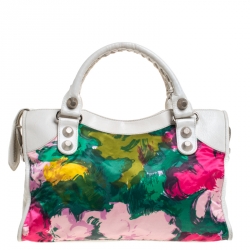 Pre Owned Balenciaga Multicolor Leather and Nylon GSH City Bag