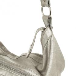 Pre Owned Balenciaga Metallic Leather Classic Silver Day Bag