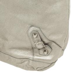 Pre Owned Balenciaga Metallic Leather Classic Silver Day Bag
