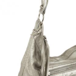 Pre Owned Balenciaga Metallic Leather Classic Silver Day Bag