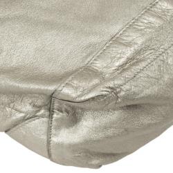Pre Owned Balenciaga Metallic Leather Classic Silver Day Bag