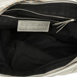 Pre Owned Balenciaga Metallic Leather Classic Silver Day Bag