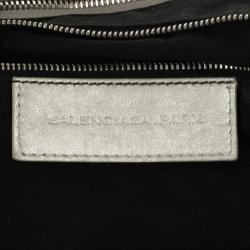 Pre Owned Balenciaga Metallic Leather Classic Silver Day Bag