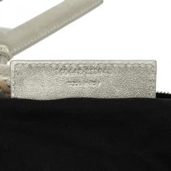 Pre Owned Balenciaga Metallic Leather Classic Silver Day Bag