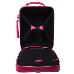 Pre Owned Balenciaga Neon Pink Leather Classic Voyage Carry On Luggage