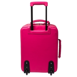 Pre Owned Balenciaga Neon Pink Leather Classic Voyage Carry On Luggage