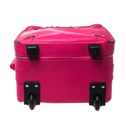 Pre Owned Balenciaga Neon Pink Leather Classic Voyage Carry On Luggage