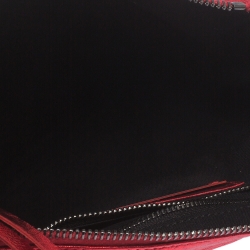 Pre Owned Balenciaga Metallic Red Leather Mini City Clutch 