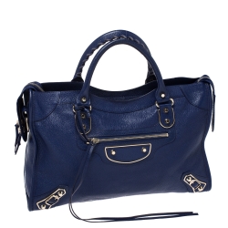 Pre Owned Balenciaga Bleu Lavande Classic Metallic Edge City Bag