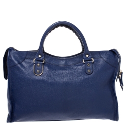 Pre Owned Balenciaga Bleu Lavande Classic Metallic Edge City Bag