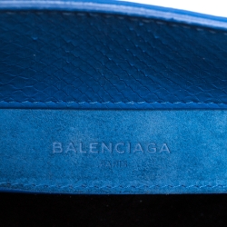 مملوكة مسبقًا Balenciaga Blue Python Papier A6 Side Zip Tote