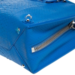 مملوكة مسبقًا Balenciaga Blue Python Papier A6 Side Zip Tote