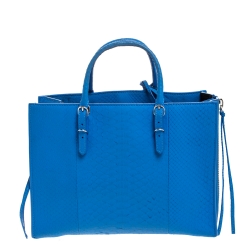 مملوكة مسبقًا Balenciaga Blue Python Papier A6 Side Zip Tote