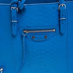 مملوكة مسبقًا Balenciaga Blue Python Papier A6 Side Zip Tote