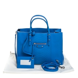مملوكة مسبقًا Balenciaga Blue Python Papier A6 Side Zip Tote
