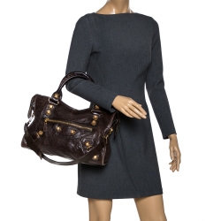 Pre Owned Balenciaga Charbon Leather GGH City Tote