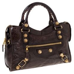Pre Owned Balenciaga Charbon Leather GGH City Tote
