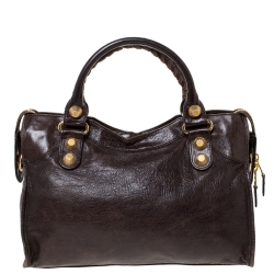 Pre Owned Balenciaga Charbon Leather GGH City Tote