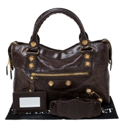 Pre Owned Balenciaga Charbon Leather GGH City Tote