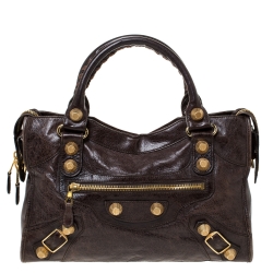 Pre Owned Balenciaga Charbon Leather GGH City Tote
