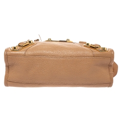 Pre Owned Balenciaga Beige Nougatine Leather Mini Metallic Edge City Bag