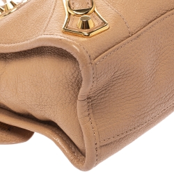 Pre Owned Balenciaga Beige Nougatine Leather Mini Metallic Edge City Bag