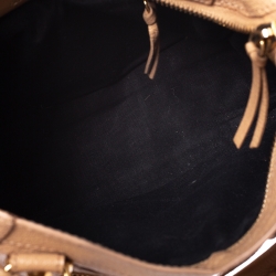 Pre Owned Balenciaga Beige Nougatine Leather Mini Metallic Edge City Bag