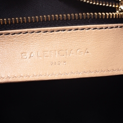 Pre Owned Balenciaga Beige Nougatine Leather Mini Metallic Edge City Bag