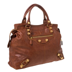 Pre Owned Balenciaga Cumin Leather Giant 21 Gold Hardware RTT Bag