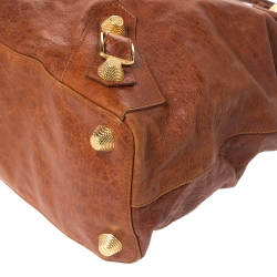 Pre Owned Balenciaga Cumin Leather Giant 21 Gold Hardware RTT Bag