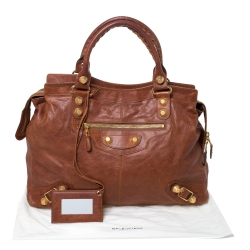 Pre Owned Balenciaga Cumin Leather Giant 21 Gold Hardware RTT Bag