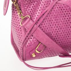 Pre Owned Balenciaga Sorbet Pink Perforated Classic Gold City Bag