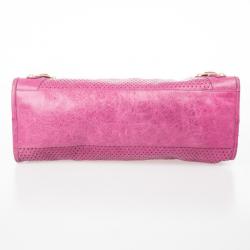 Pre Owned Balenciaga Sorbet Pink Perforated Classic Gold City Bag