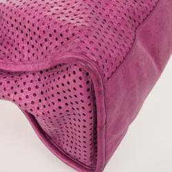 Pre Owned Balenciaga Sorbet Pink Perforated Classic Gold City Bag