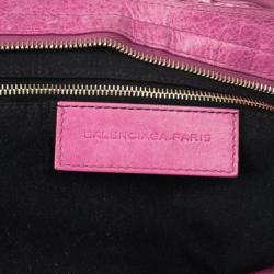 Pre Owned Balenciaga Sorbet Pink Perforated Classic Gold City Bag