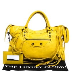 Pre Owned Balenciaga Yellow Leather RH City Tote