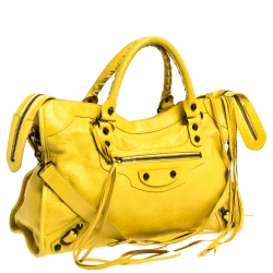 Pre Owned Balenciaga Yellow Leather RH City Tote