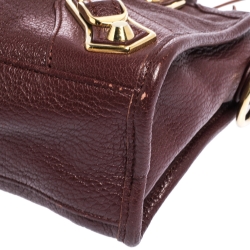 Pre Owned Balenciaga Grenat Leather Mini Metallic Edge City Bag