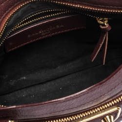 Pre Owned Balenciaga Grenat Leather Mini Metallic Edge City Bag