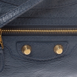 Pre Owned Balenciaga Bleu Mineral Leather Hip Shoulder Bag