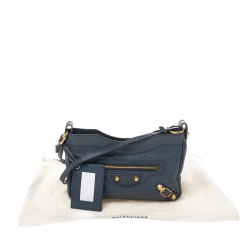 Pre Owned Balenciaga Bleu Mineral Leather Hip Shoulder Bag