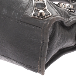 Pre Owned Balenciaga Gris Pyrite Leather Mini Metallic Edge City Bag